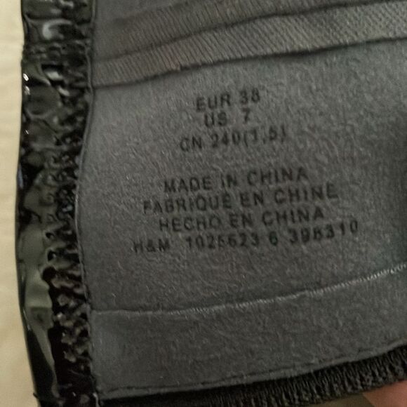 NWOT H&M Platform Boots Black Patent Chunky Heels Lug Sole US 7 EU38 - Picture 8 of 9